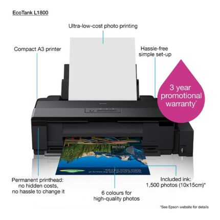 پرینتر استوک رنگی تک کاره جوهر افشان اپسون سایز چاپ A3 Epson L1800 Inkjet